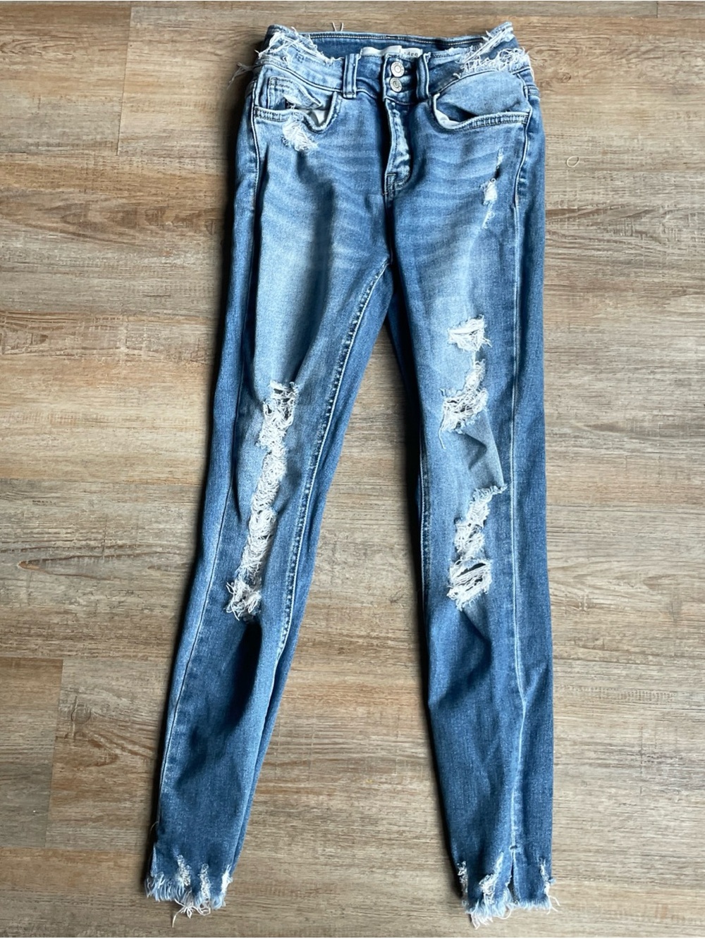 Bridge by GLY High Rise Ankle Skinny Jeans Distressed Blue BG5418AT Size 25